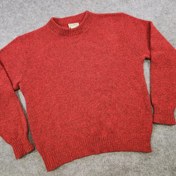Vintage LL Bean Sweater Mens Large Red Wool Blend Knit Crewneck Pullover USA 90s - Picture 2 of 12